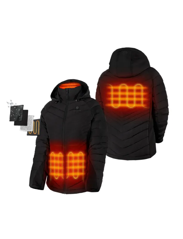 (Open-box) Women's Heated Down Jacket - Black/White  (Battery Set Not Included) sold by Ororo