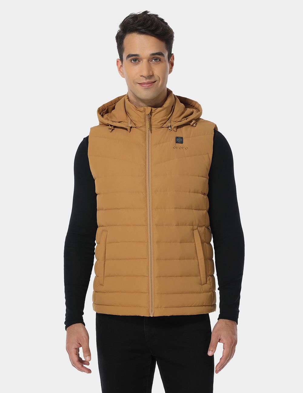 Testing - Men's Heated Lightweight Down Vest - Dark Khaki sold by Ororo
