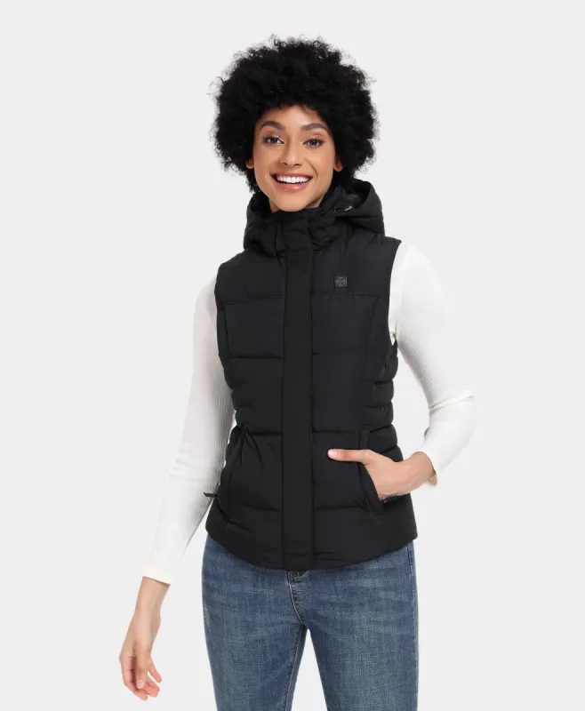 Women's Heated Down Vest - Black/Gray (Apparel Only) sold by Ororo