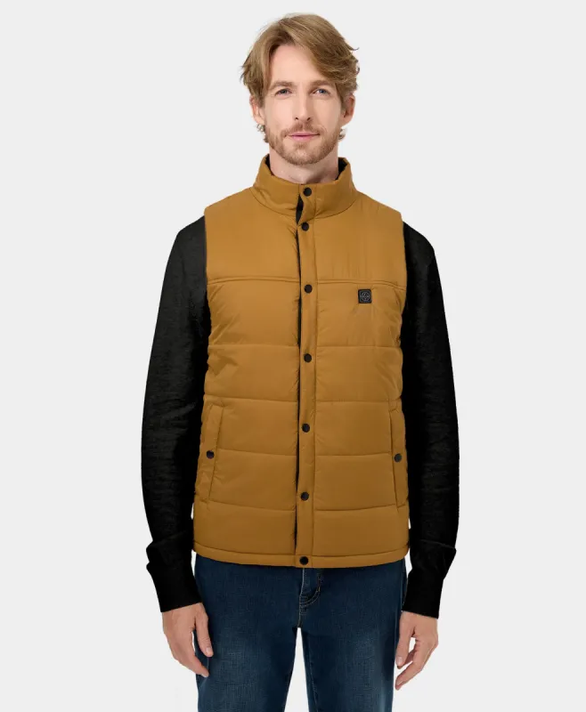 PuffLyte™ Men's Heated Lightweight Vest - Dark Khaki (Apparel Only) sold by Ororo