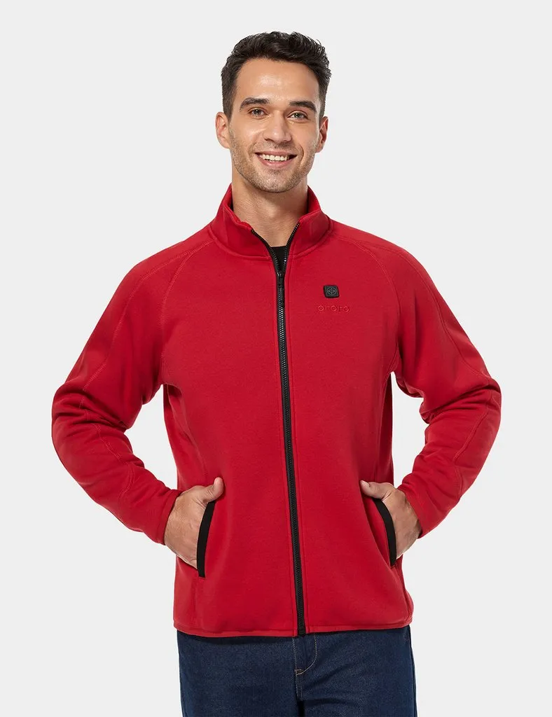 Men's Heated Full-Zip Fleece Jacket - Red sold by Ororo