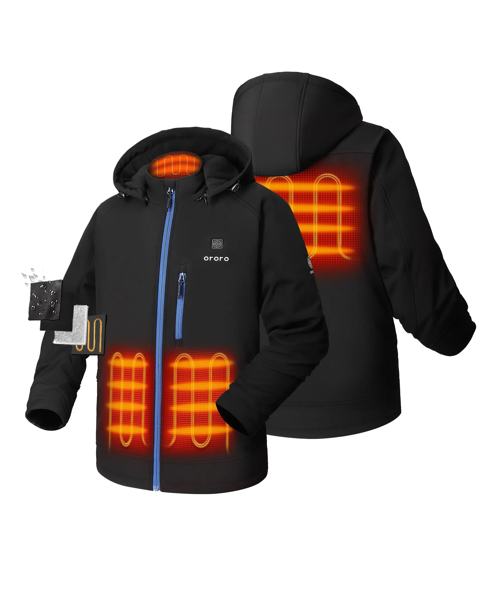 (Open-Box) Men's Classic Heated Jacket 2.0 with 4 Heating Zones (Battery Set Not Included) sold by Ororo