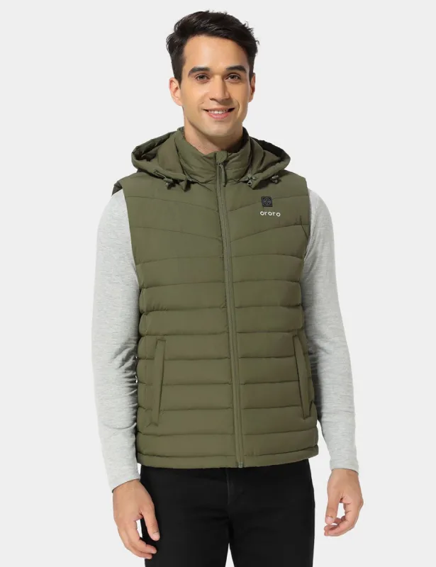 Testing -  Men's Heated Lightweight Down Vest - Dark Green sold by Ororo