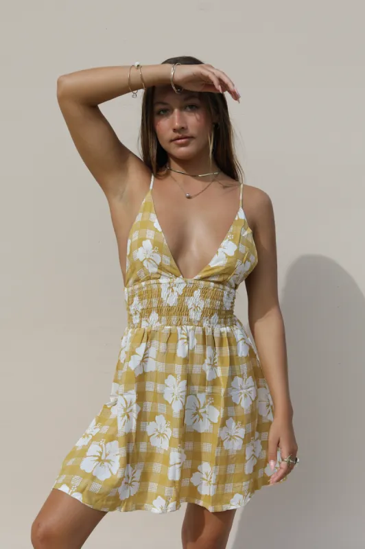 Short Malia Dress - Honey Palaka sold by Benoa Swim
