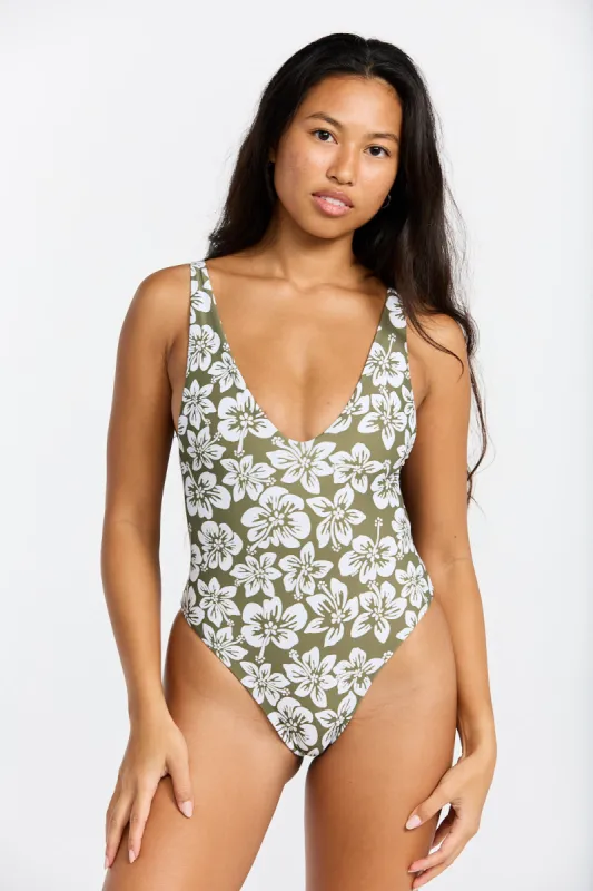 Sophia One Piece - Green Batik sold by Benoa Swim