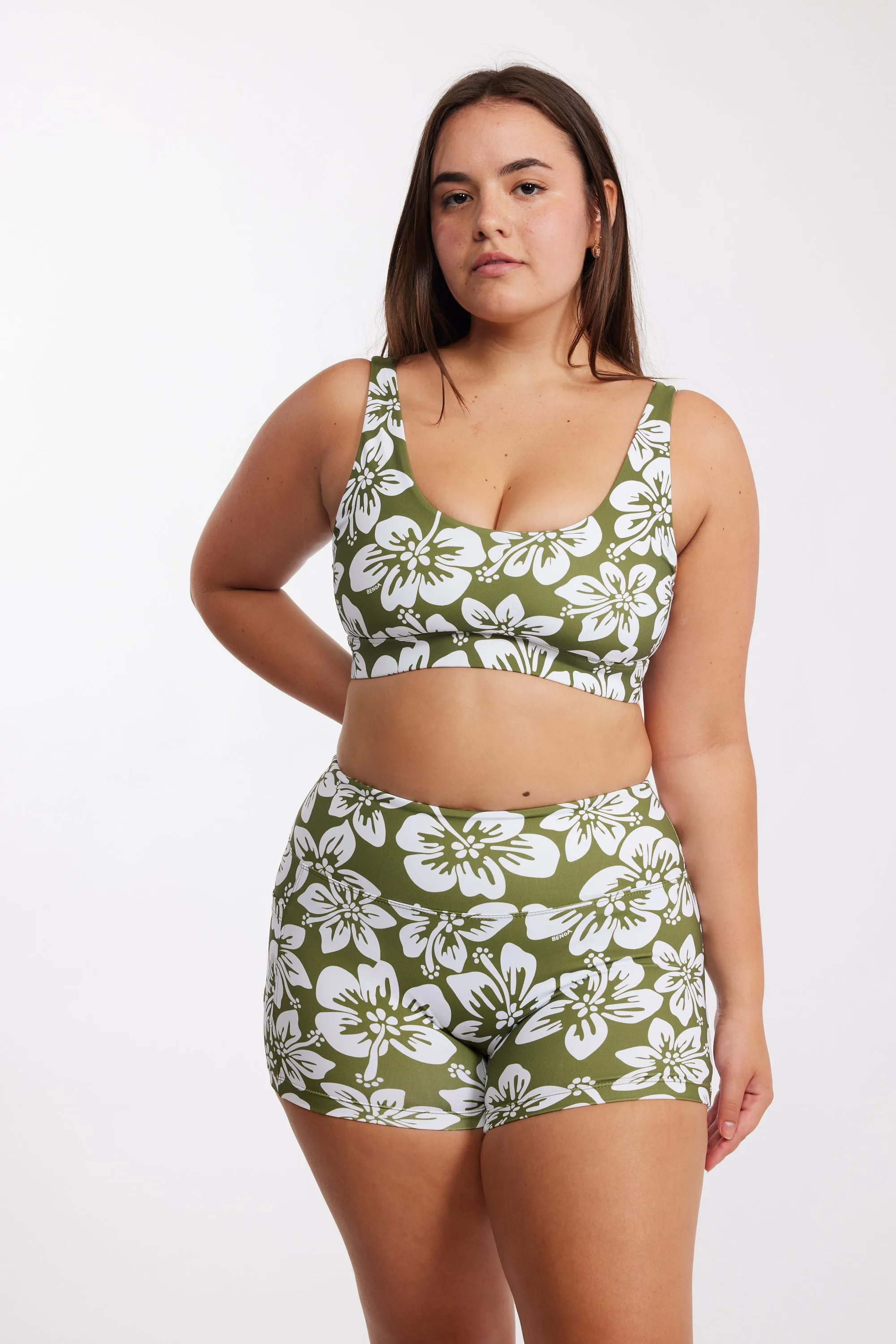 Sports Bra - Green Batik sold by Benoa Swim