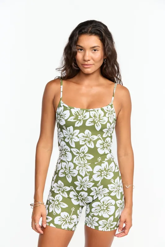 5" Active Romper - Green Batik sold by Benoa Swim