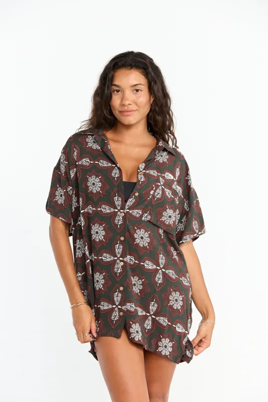 Aloha Shirt Dress - Kaleido sold by Benoa Swim
