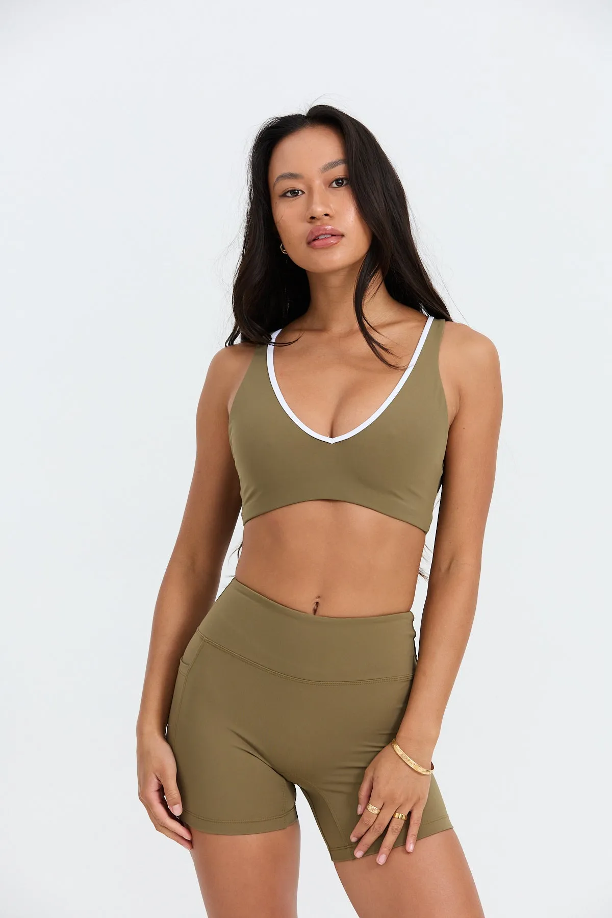 Sophia Sports Bra - Khaki sold by Benoa Swim