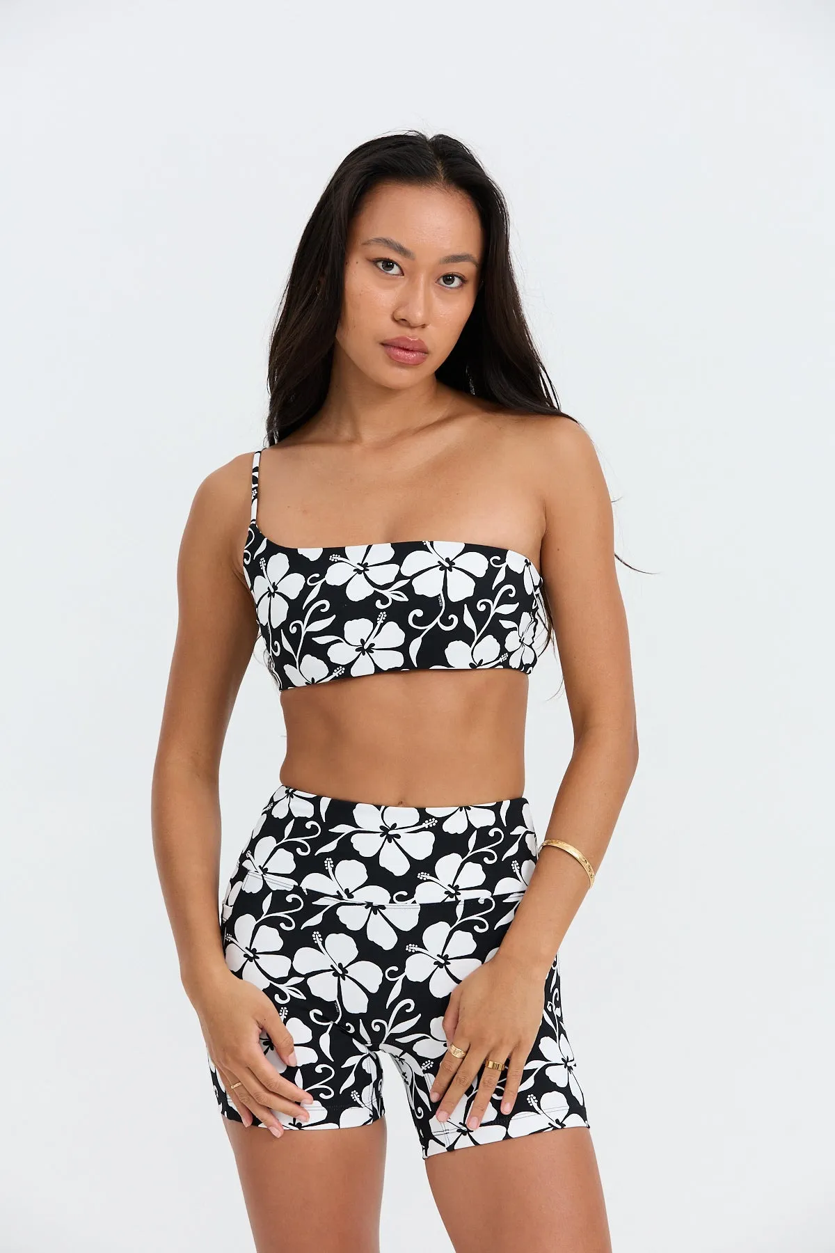 One Shoulder Sports Bra - Pupukea Black sold by Benoa Swim