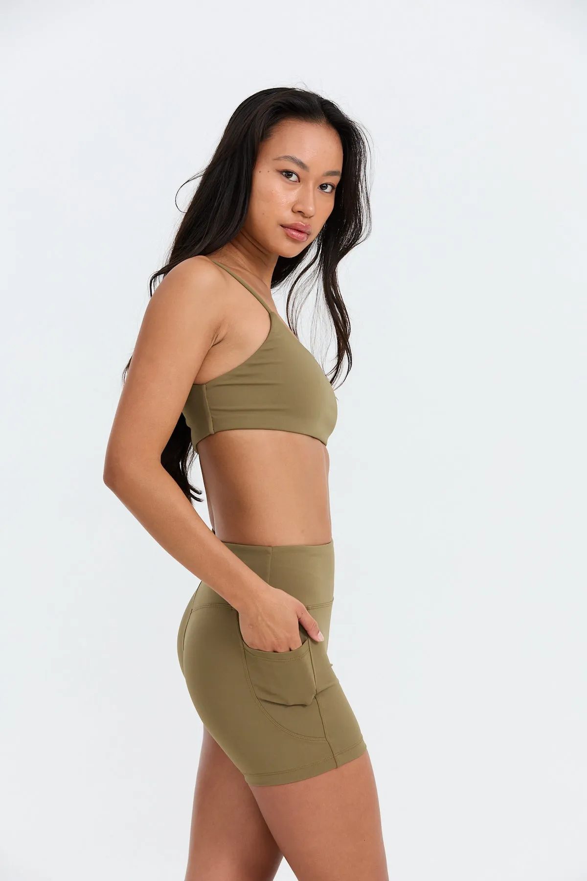 One Shoulder Sports Bra - Khaki sold by Benoa Swim product image thumbnail 3