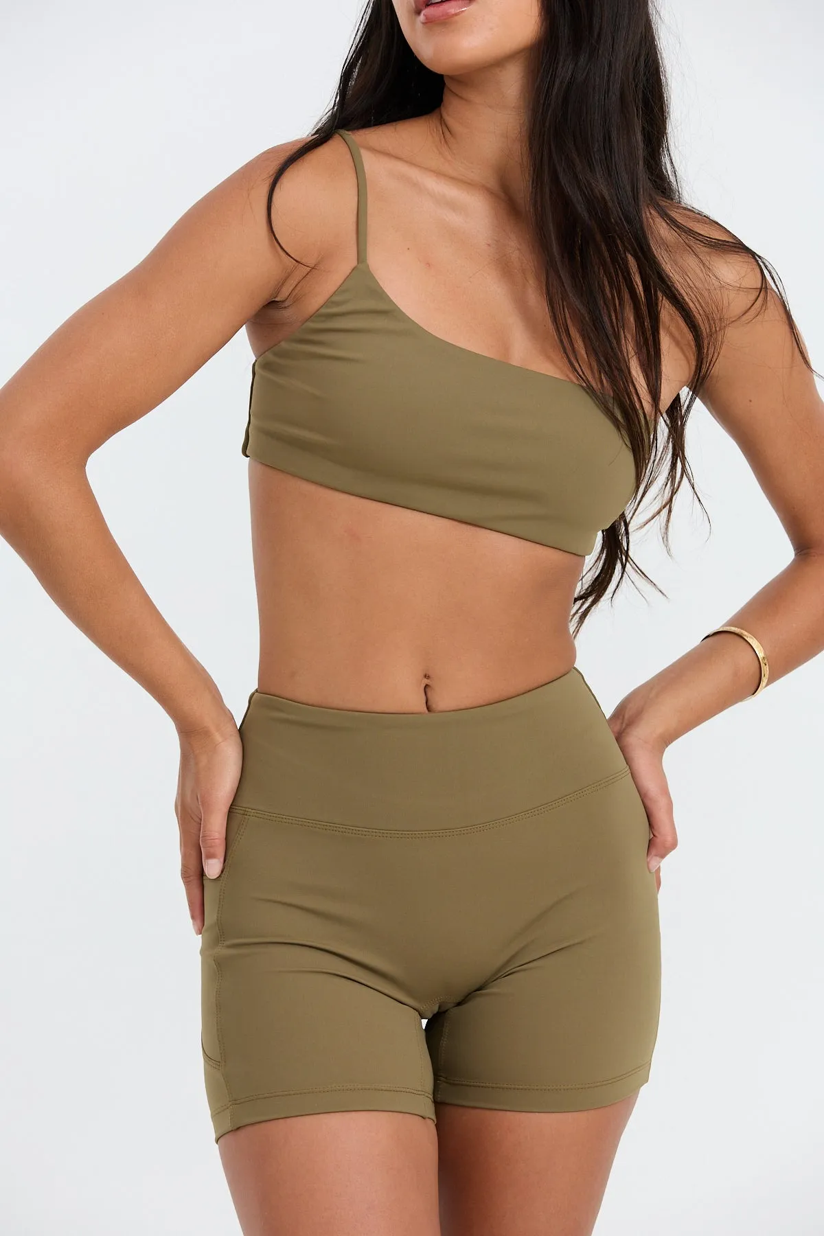 One Shoulder Sports Bra - Khaki sold by Benoa Swim product image thumbnail 4