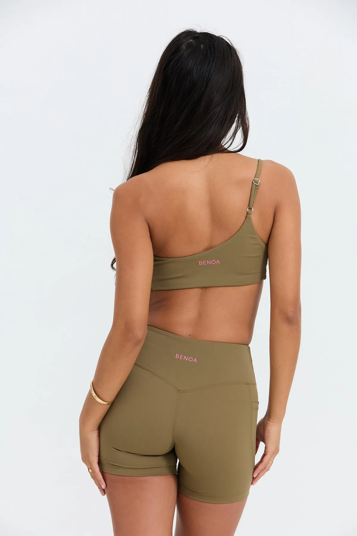 One Shoulder Sports Bra - Khaki sold by Benoa Swim product image thumbnail 2