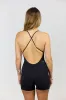 Cross-Back Active Romper - Black sold by Benoa Swim