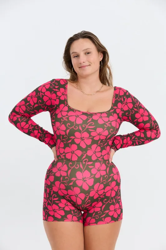 Long Sleeve Active Romper - Pupukea Pink sold by Benoa Swim