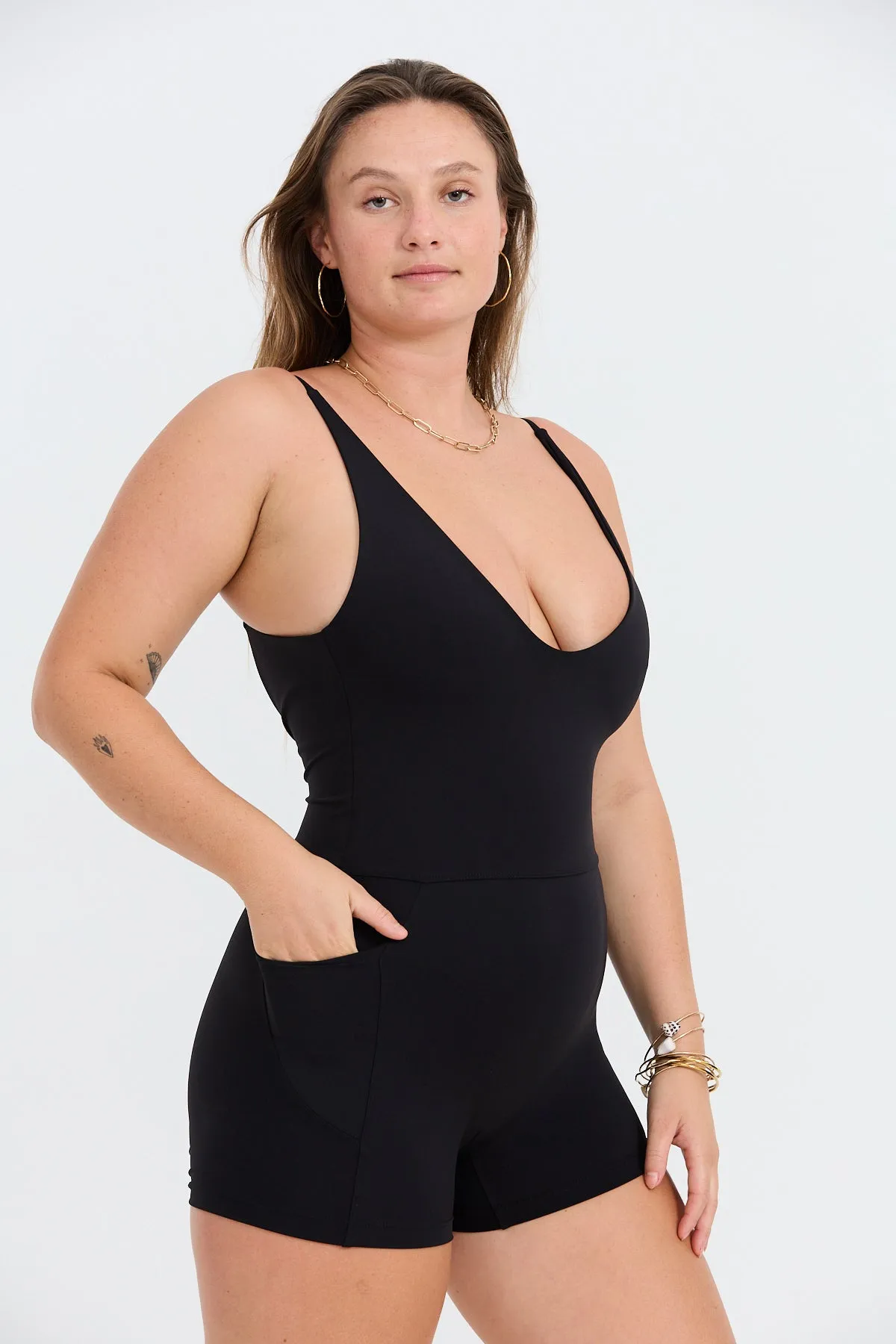 V-Neck Active Romper - Black sold by Benoa Swim product image thumbnail 5