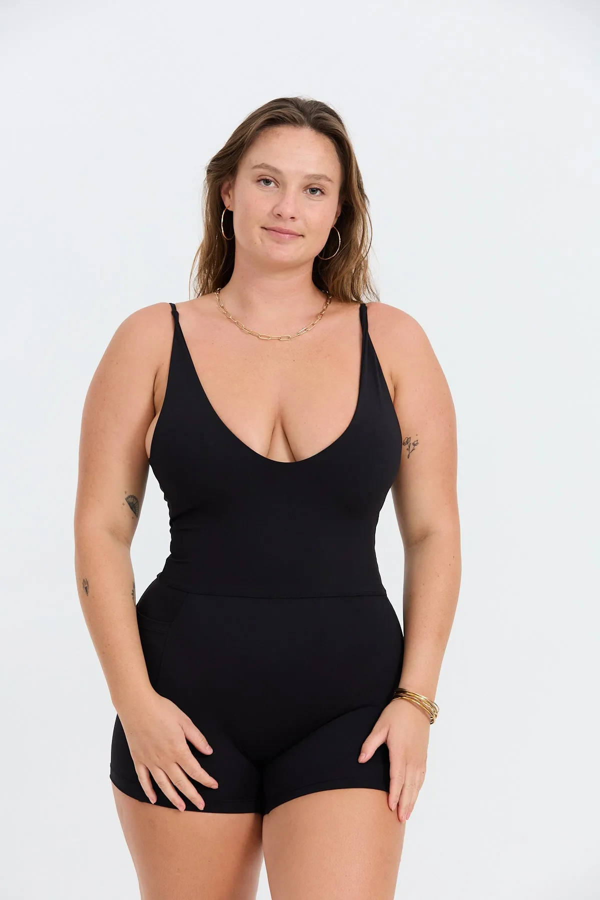 V-Neck Active Romper - Black sold by Benoa Swim product image thumbnail 2