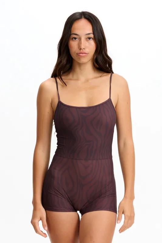 3" Active Romper - Chocolate Zebra sold by Benoa Swim