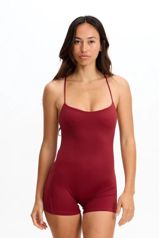 Cross-Back Active Romper - Cherry sold by Benoa Swim