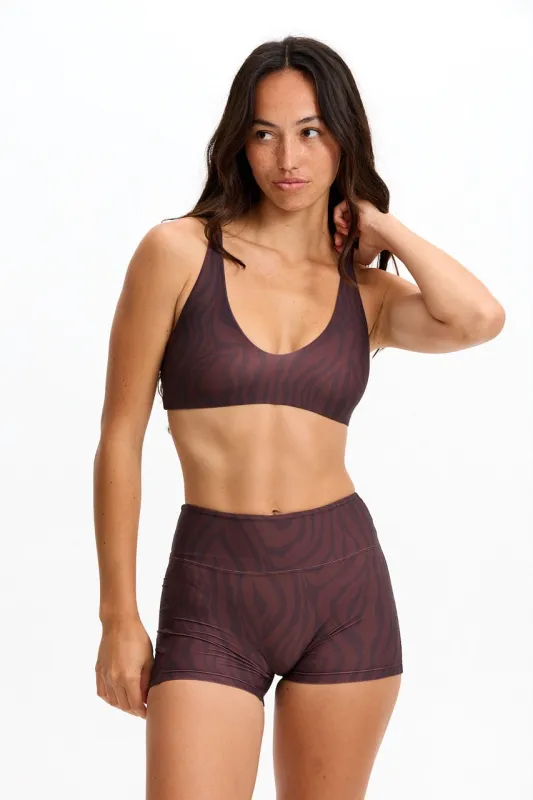 Sophia Sports Bra - Chocolate Zebra sold by Benoa Swim