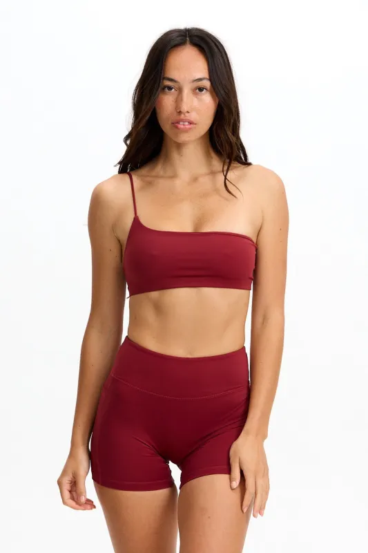 One Shoulder Sports Bra - Cherry sold by Benoa Swim
