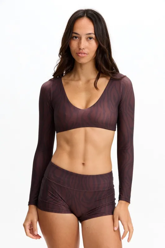 Low Rise Active Shorts - Chocolate Zebra sold by Benoa Swim