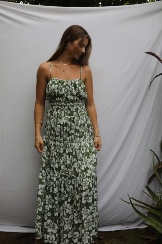Maluhia Maxi Dress - Green Batik sold by Benoa Swim