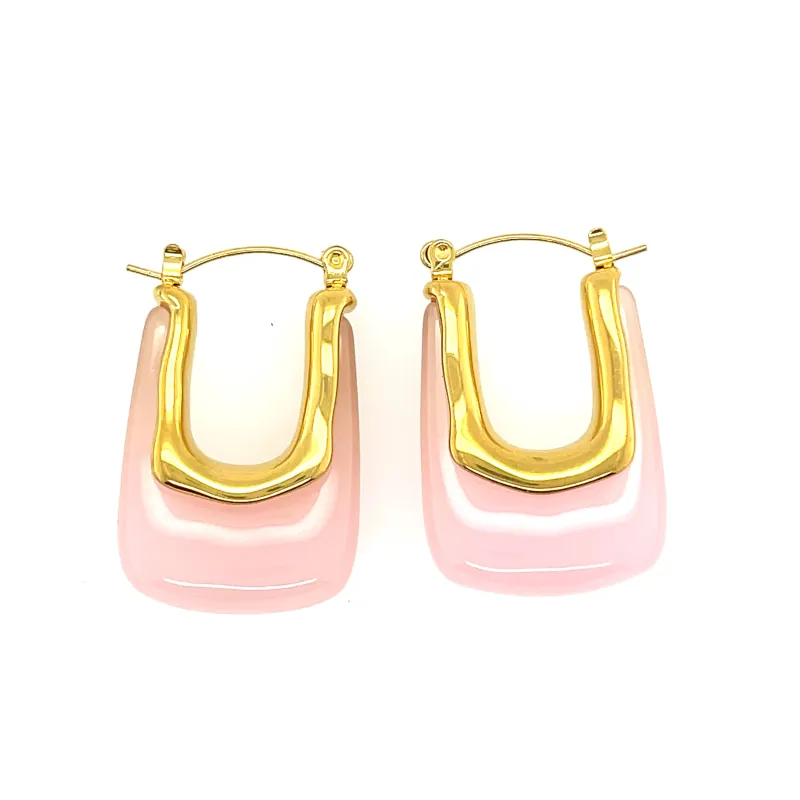 Flamingo Pink Lucite Hoop Earrings sold by Love Ellison