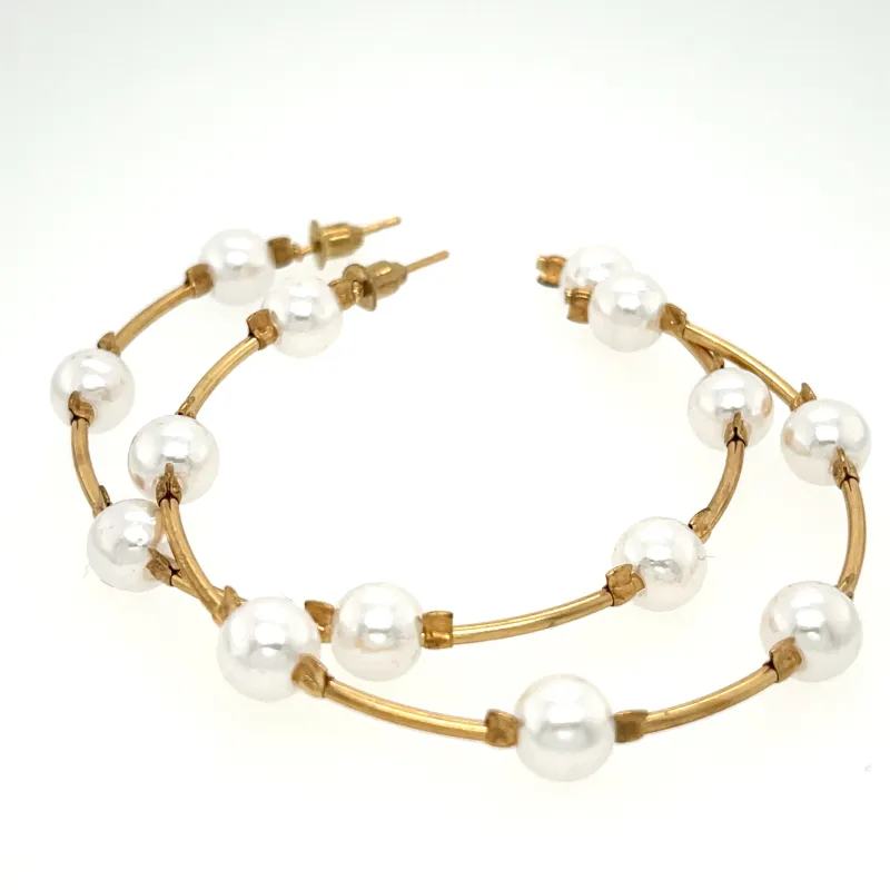 Pearls Hoop Earrings sold by Love Ellison