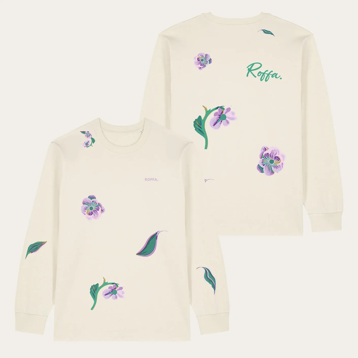 ROFFA. heavy t-shirt long sleeve oversized - AOP Bloemen sold by Rotterdam Brands