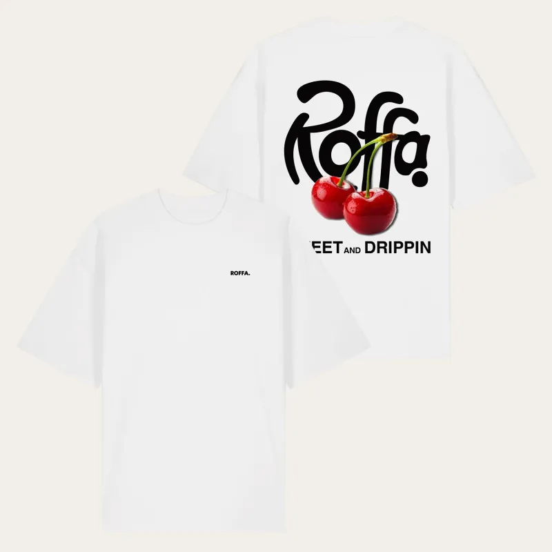 ROFFA. oversized t-shirt wit - Cherry - 100% organisch katoen sold by Rotterdam Brands