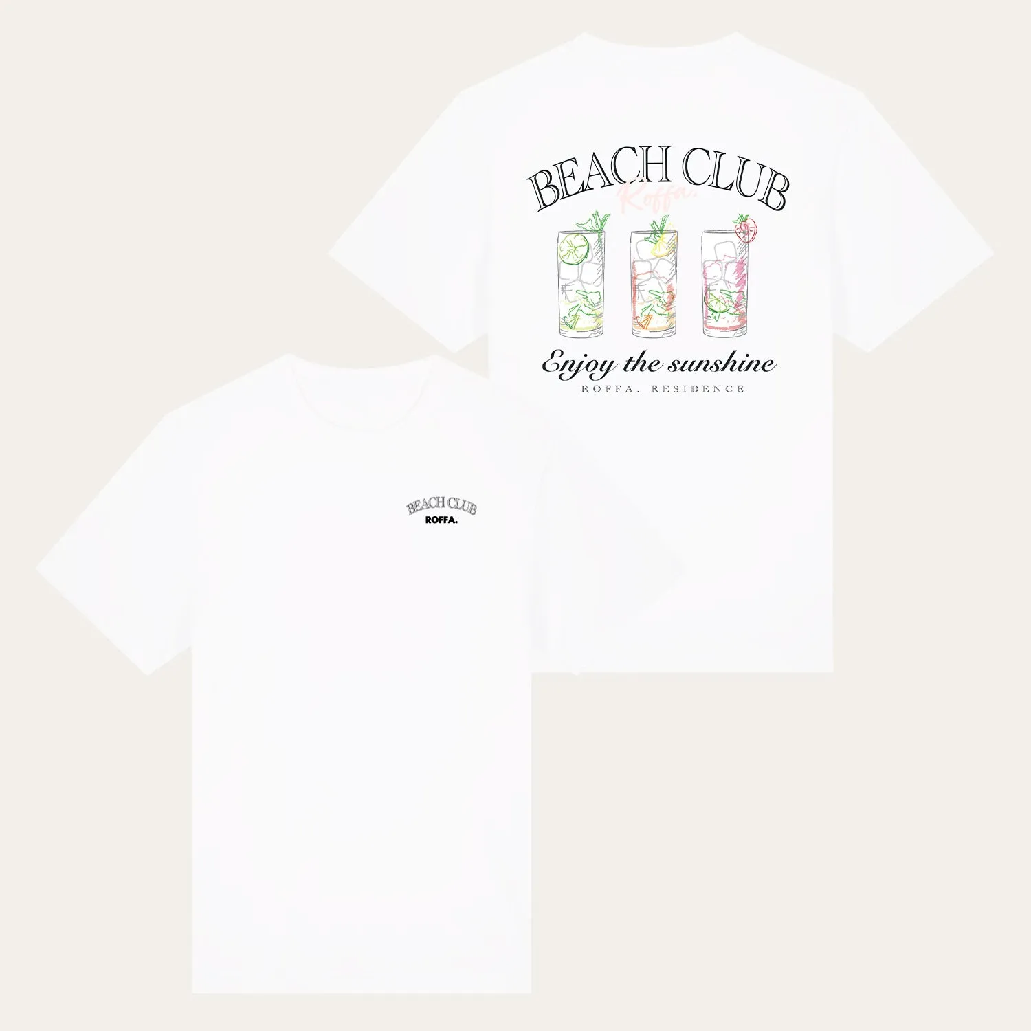 ROFFA. oversized t-shirt wit - Beach Club - 100% organisch katoen sold by Rotterdam Brands