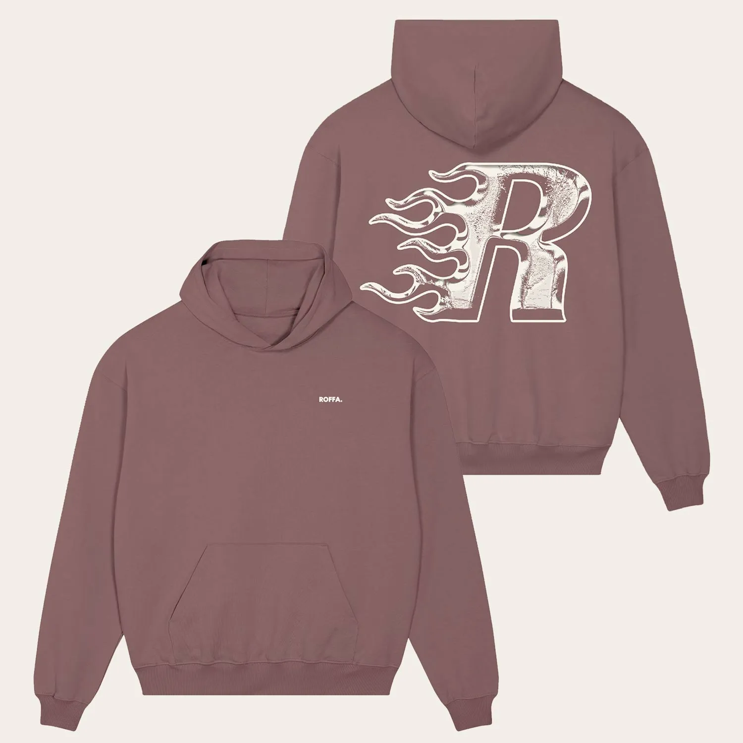 ROFFA. boxy oversized hoodie - Flaming R - 100% organisch katoen sold by Rotterdam Brands