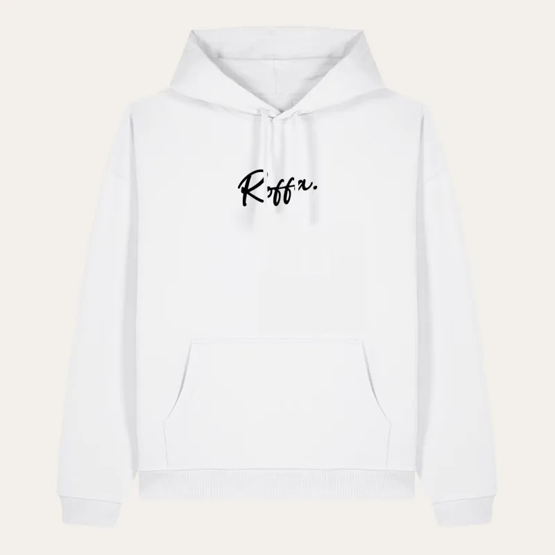 ROFFA. comfort hoodie wit - Schuin zwart - 100% organisch katoen made by Rotterdam Brands