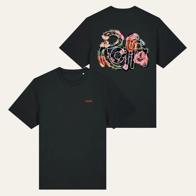 ROFFA. t-shirt comfort zwart - City flowers made by Rotterdam Brands