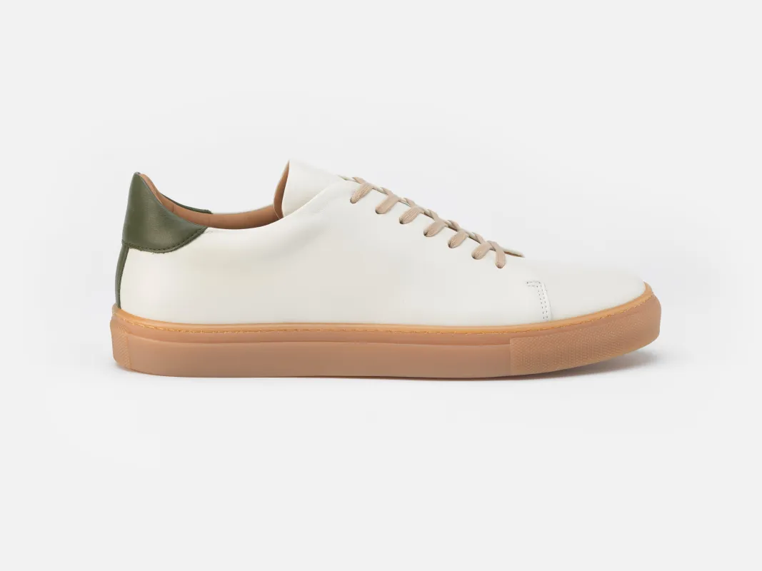 The Mellor II Sneaker - Off-White/Green Nappa Leather sold by GORAL
