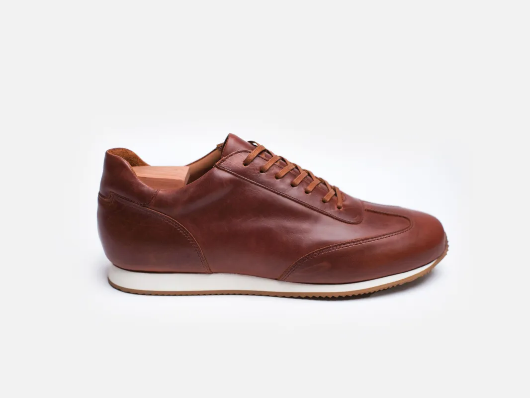 Walker - Boaventura Virginia Brown Oiled Pull Up Leather Low Top Sneaker sold by GORAL