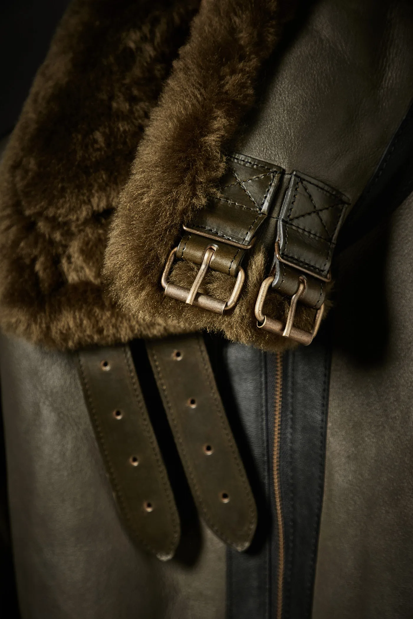 Rose Anvil X GORAL Shearling Aviator Jacket Horween Chromexcel Leather Green sold by GORAL product image thumbnail 3