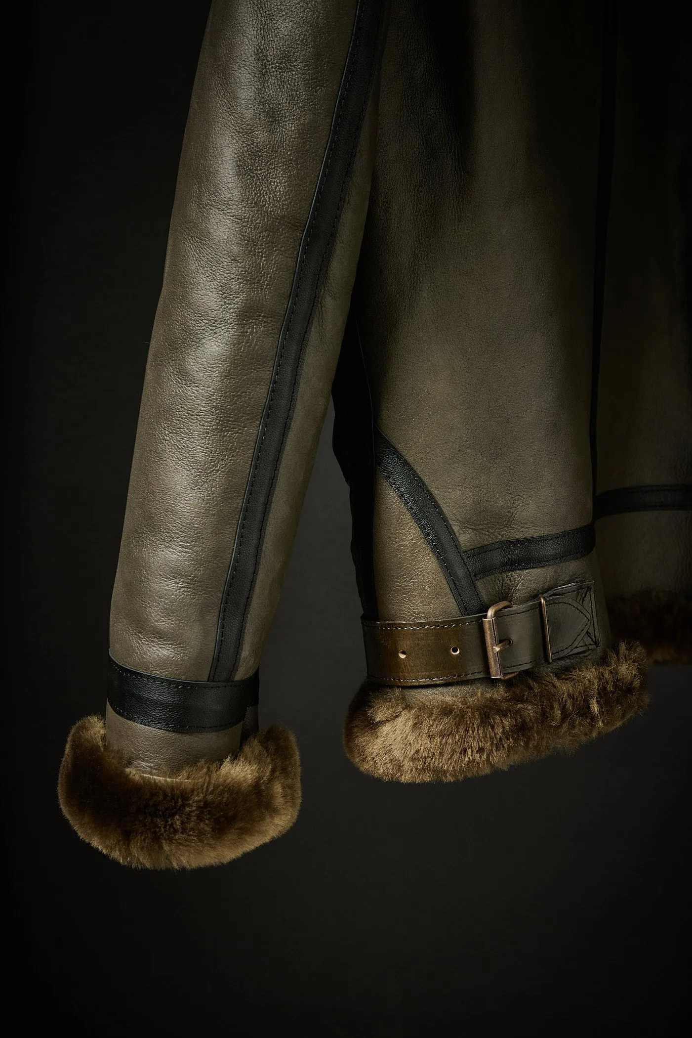 Rose Anvil X GORAL Shearling Aviator Jacket Horween Chromexcel Leather Green sold by GORAL product image thumbnail 4