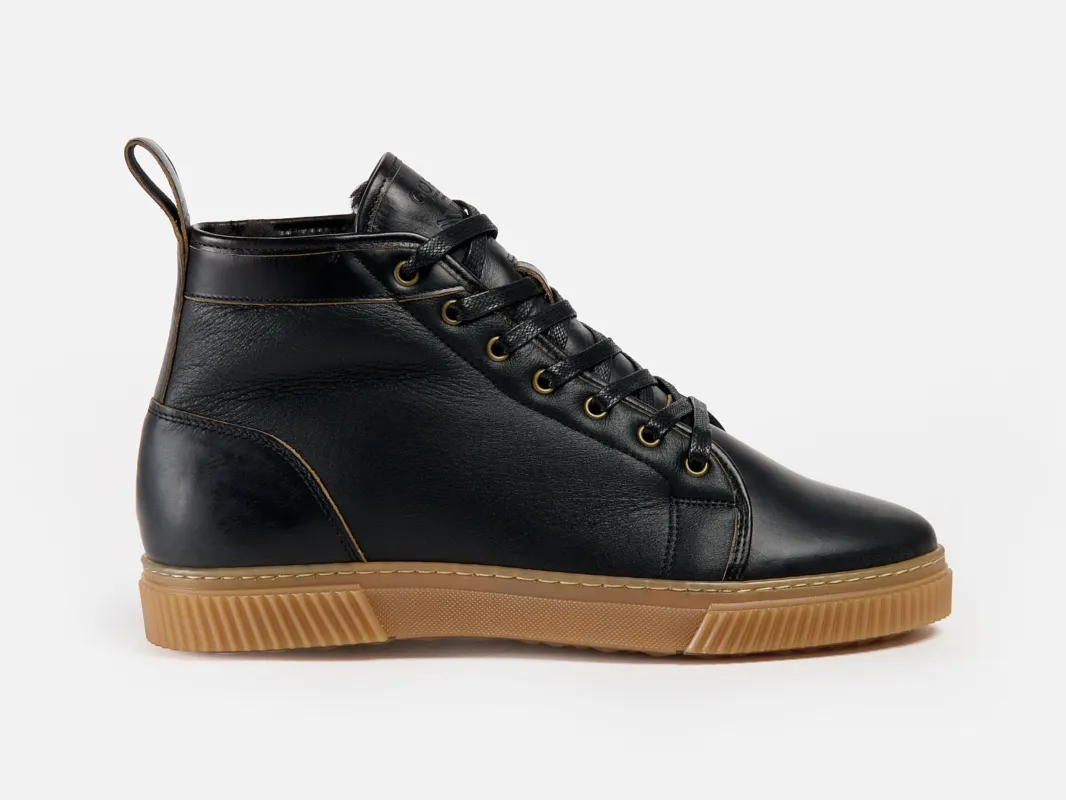 Rose Anvil x GORAL MUGGS 2.0 High Top Shearling Sneakers - Horween Black Leather PRE-ORDER sold by GORAL
