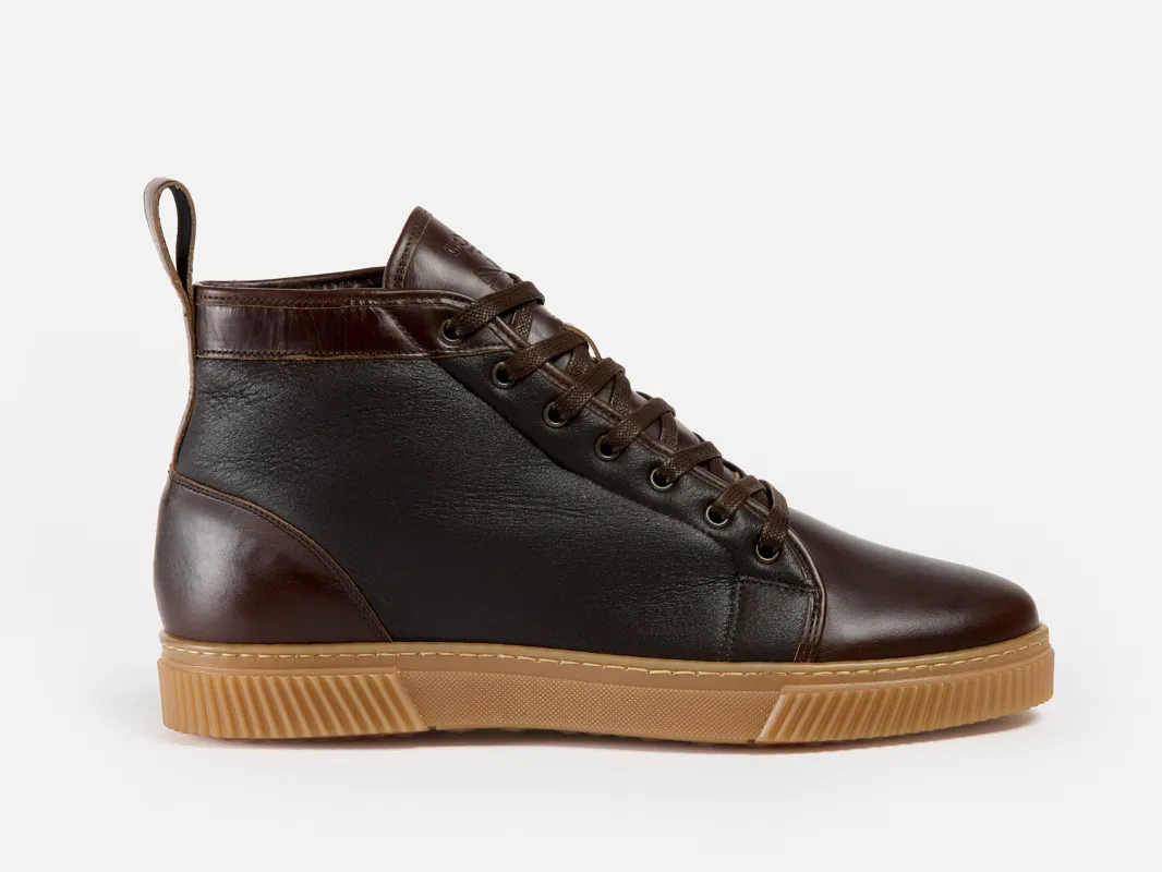 Rose Anvil x GORAL MUGGS 2.0 High Top Shearling Sneakers - Horween Dark Brown Leather PRE-ORDER sold by GORAL