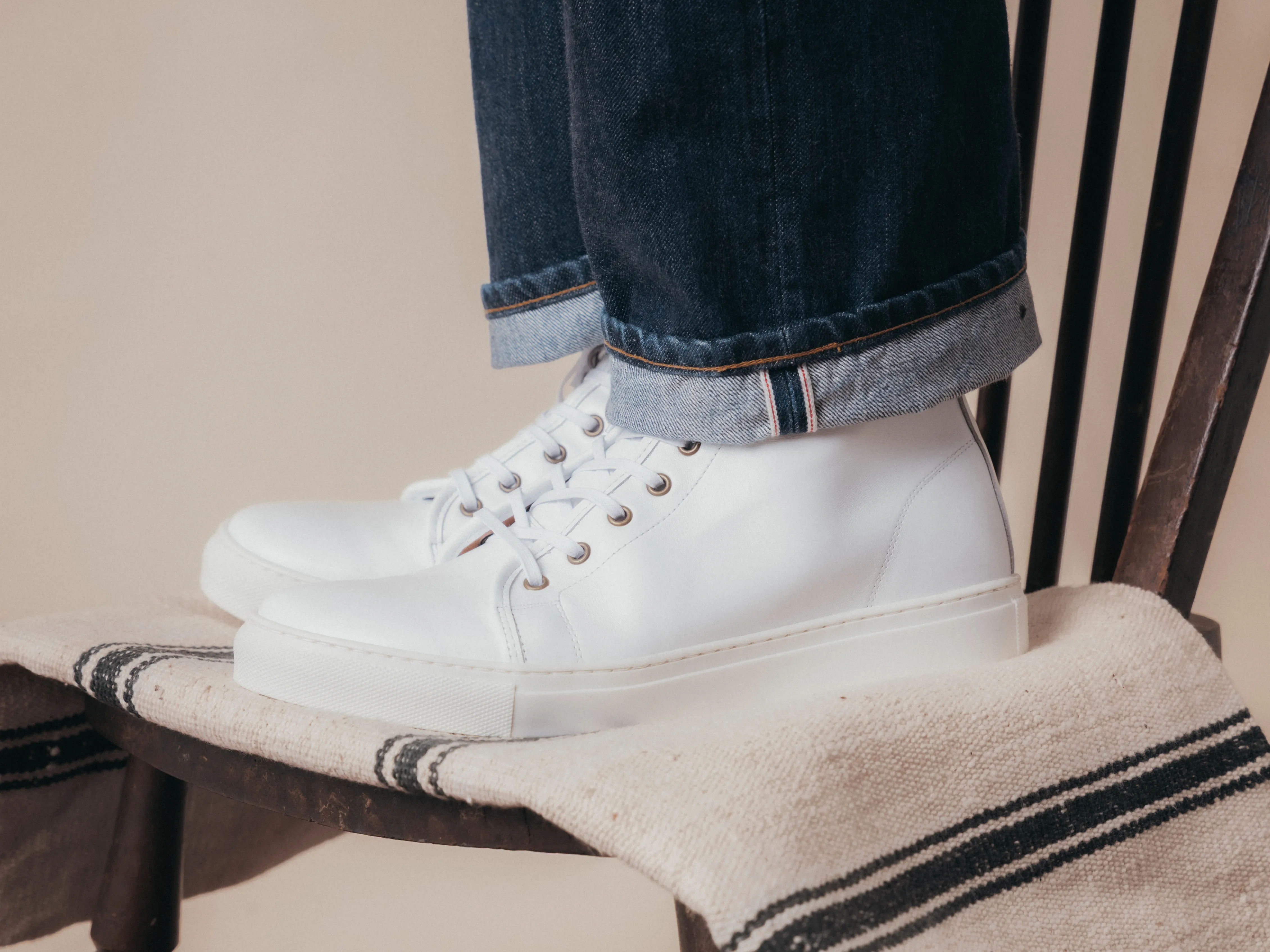 SMUGS Rose Anvil X GORAL High Top Sneaker 2.0 - Calfskin Nappa White Leather PRE-ORDER sold by GORAL product image thumbnail 4