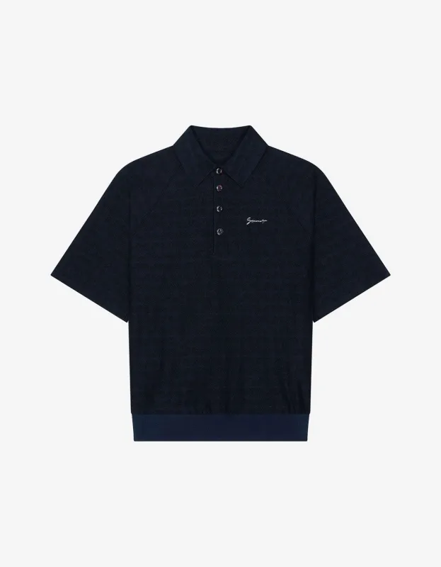 Givenchy Blue Monogram 72 Jacquard Polo Shirt sold by Zoo Fashions