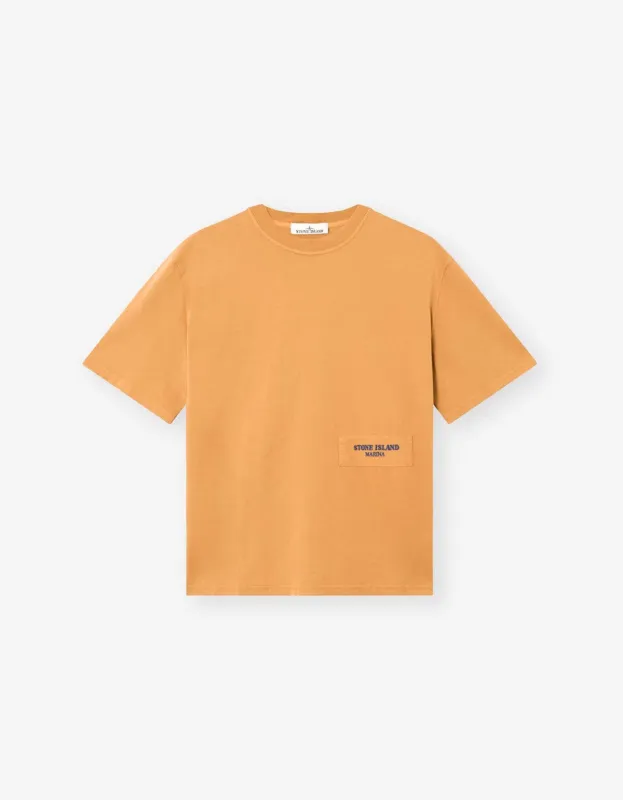 Stone Island Marina Orange Logo T-Shirt sold by Zoo Fashions