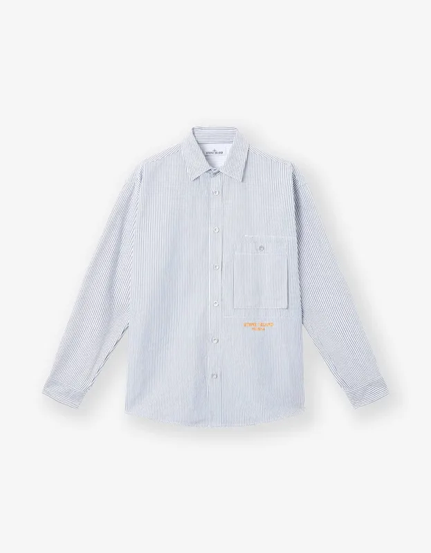 Stone Island Marina Blue Pinstripe Shirt made by Stone Island