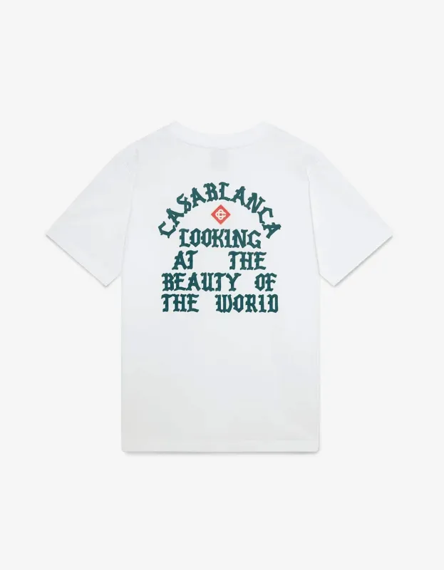 Casablanca White Beauty Of The World Print T-Shirt sold by Zoo Fashions