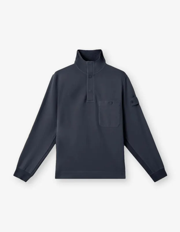 Stone Island Ghost Blue Half-Snap Sweatshirt sold by Zoo Fashions