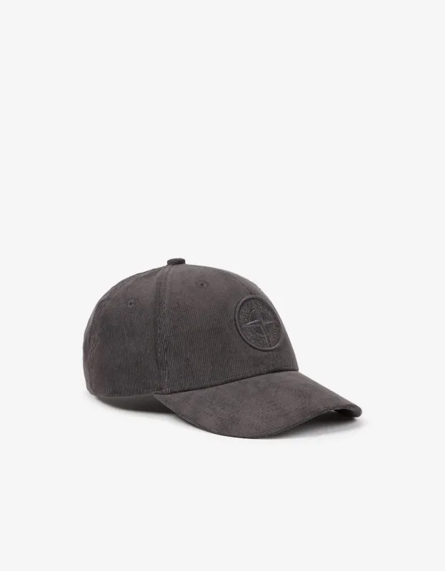 Stone Island Grey Corduroy Logo Cap sold by Zoo Fashions