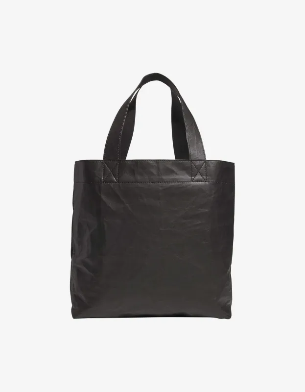 Y-3 Black Leather Tote Bag made by Y-3