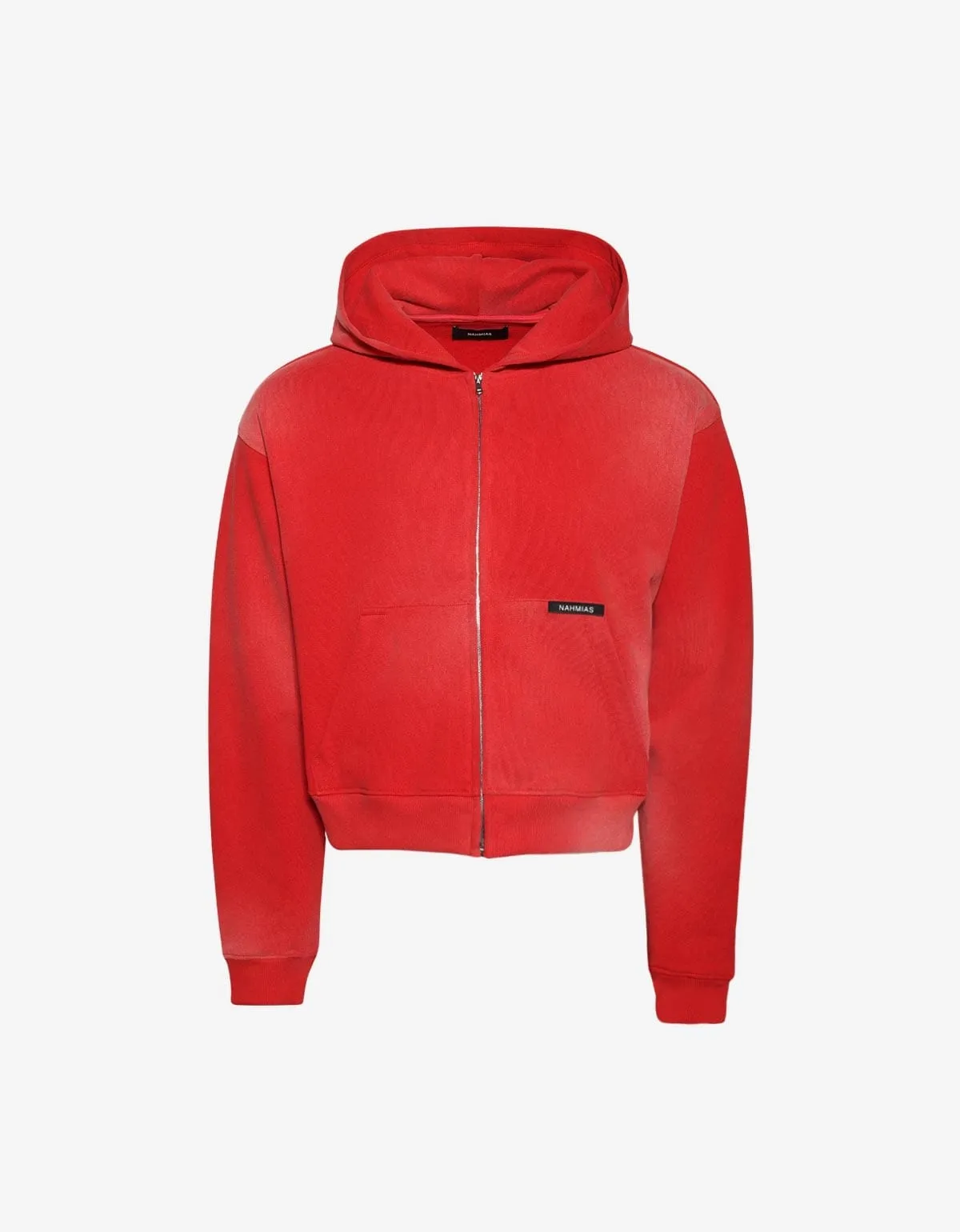 Nahmias Red Sunfade Boxy Zip-Up Hoodie sold by Zoo Fashions